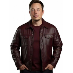 Elon Musk Maroon Leather Jacket